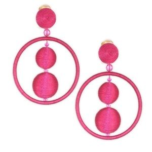 Oscar De La Renta Double Beaded Ball Hoop Earrings, Pink